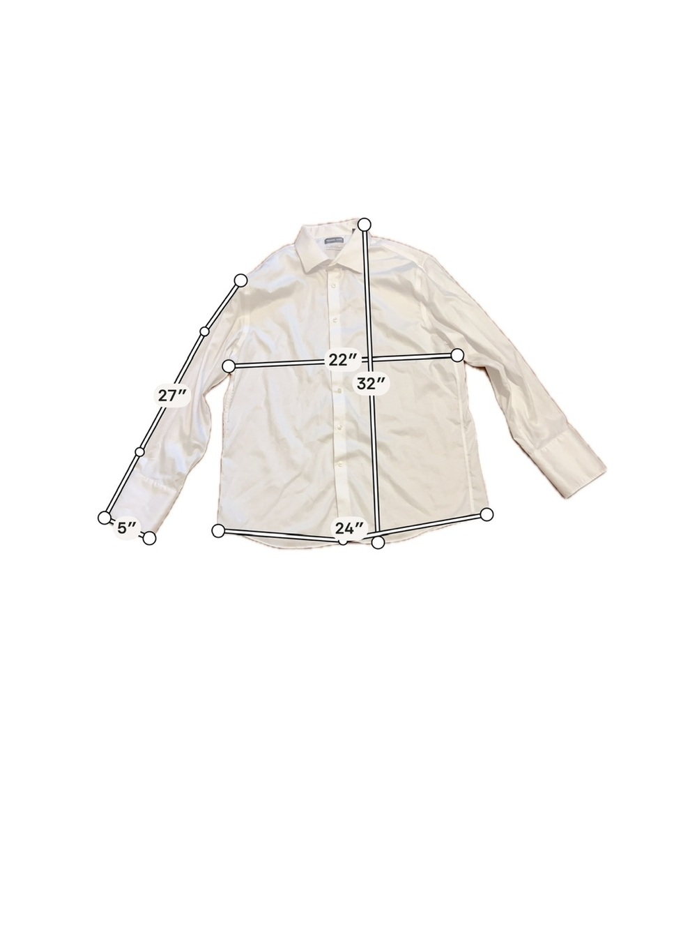 Michael Kors XL White Button Down Shirt Regular Fit Airsoft Stretch - Picture 7 of 9